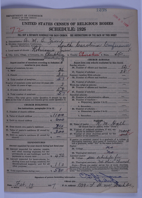 Scan of African Methodist Episcopal Zion Church: 1238