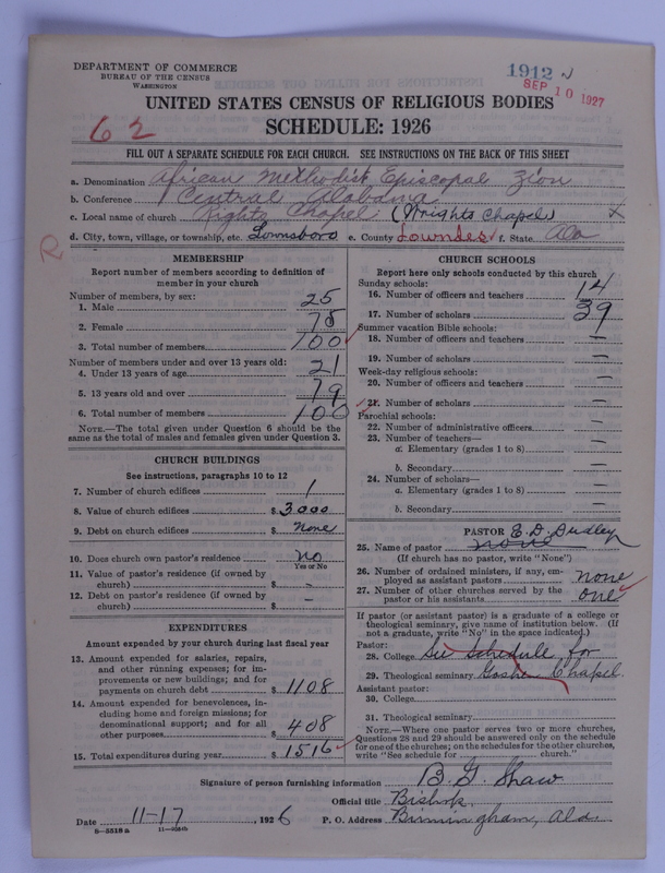 Scan of African Methodist Episcopal Zion Church: 1912