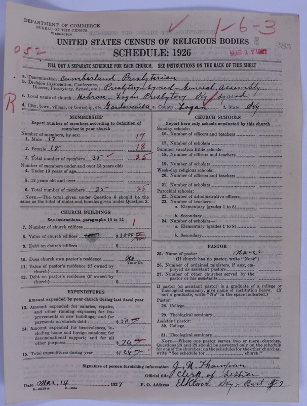 Scan of Cumberland Presbyterian Church: 285
