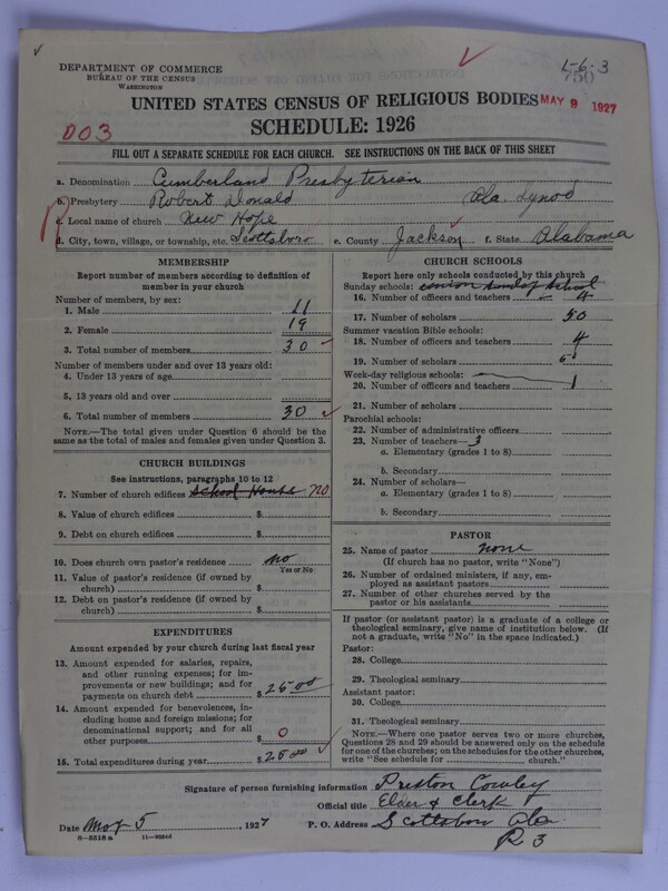 Scan of Cumberland Presbyterian Church: 750