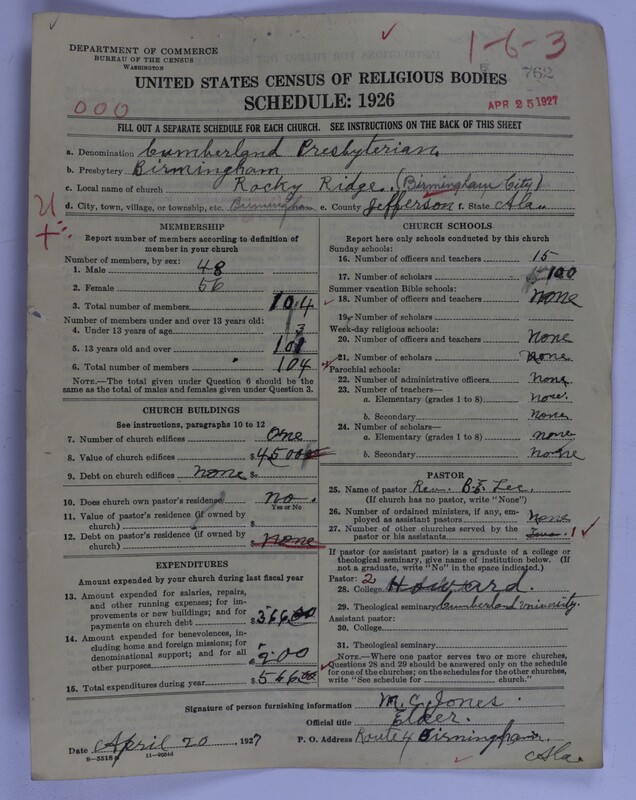 Scan of Cumberland Presbyterian Church: 762