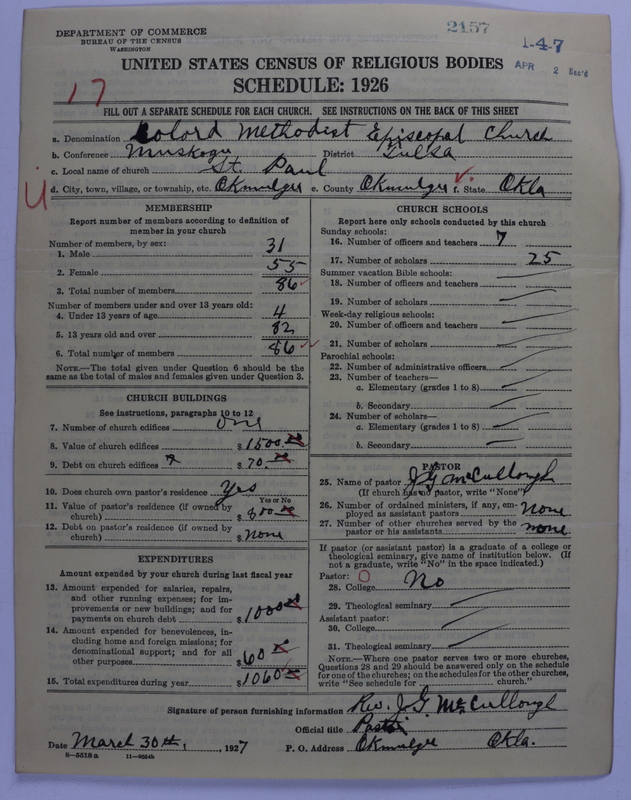 Scan of Colored Methodist Episcopal Church: 2157