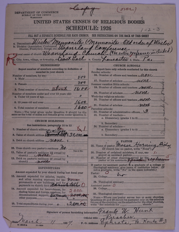 Scan of Old Order Mennonite Church (Wisler): 1