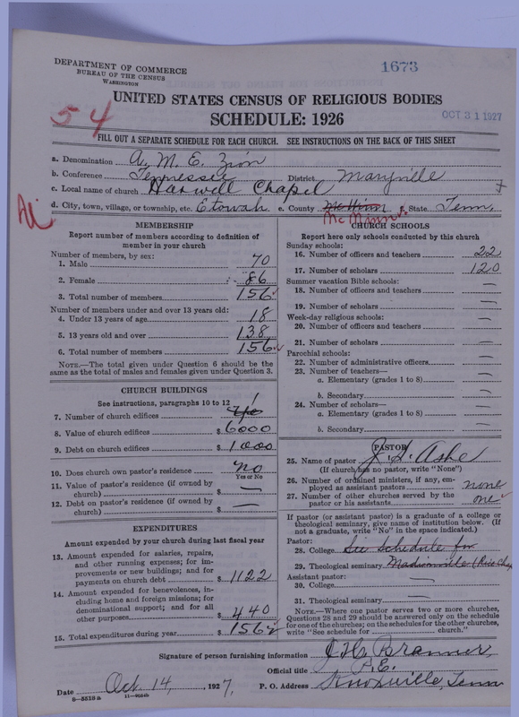 Scan of African Methodist Episcopal Zion Church: 1673