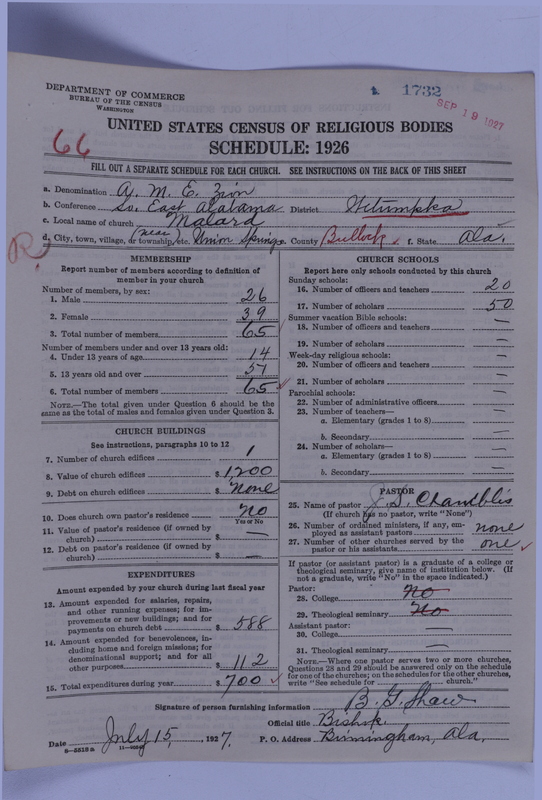 Scan of African Methodist Episcopal Zion Church: 1732