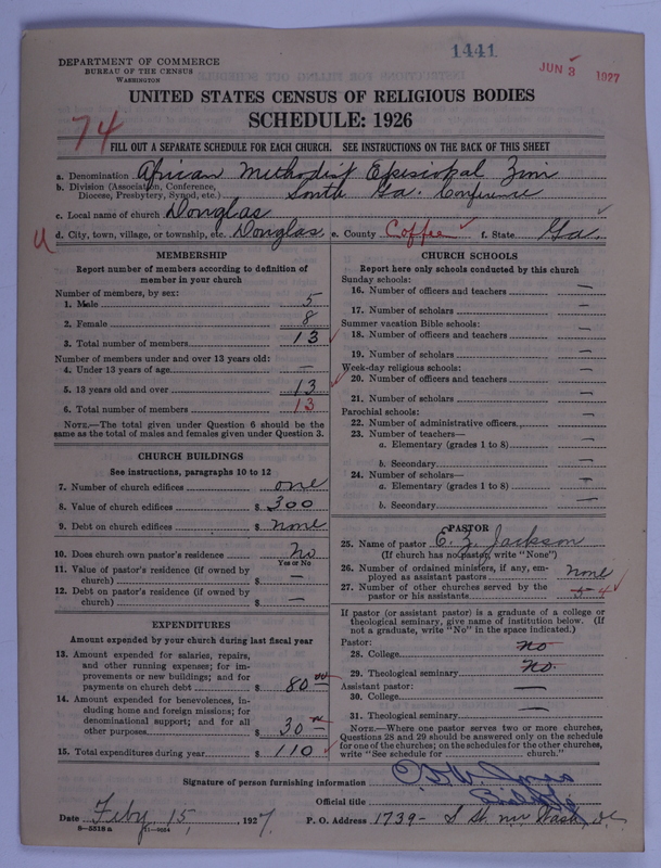 Scan of African Methodist Episcopal Zion Church: 1441