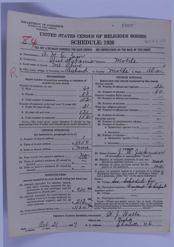 Scan of African Methodist Episcopal Zion Church: 1987