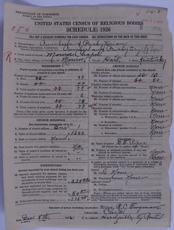 Scan of Cumberland Presbyterian Church: 276
