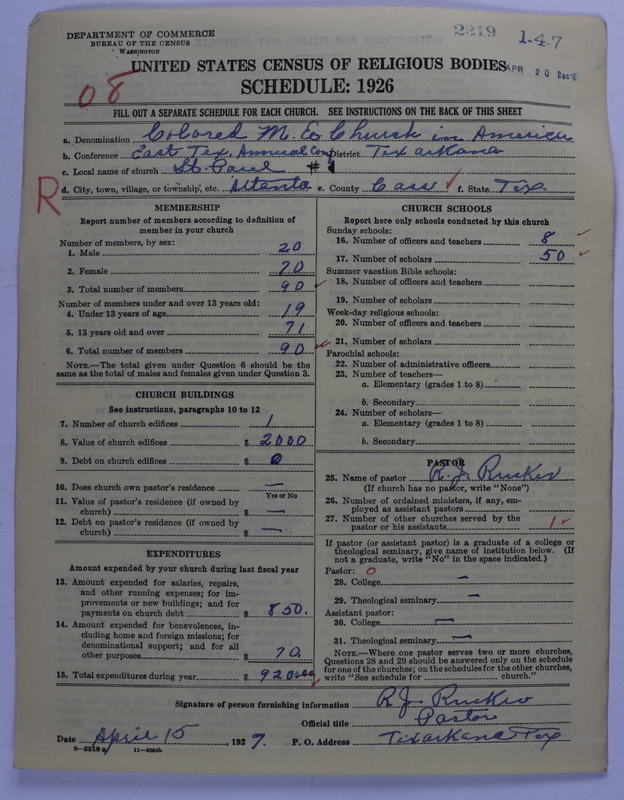 Scan of Colored Methodist Episcopal Church: 2219