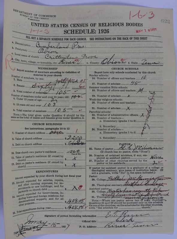 Scan of Cumberland Presbyterian Church: 622