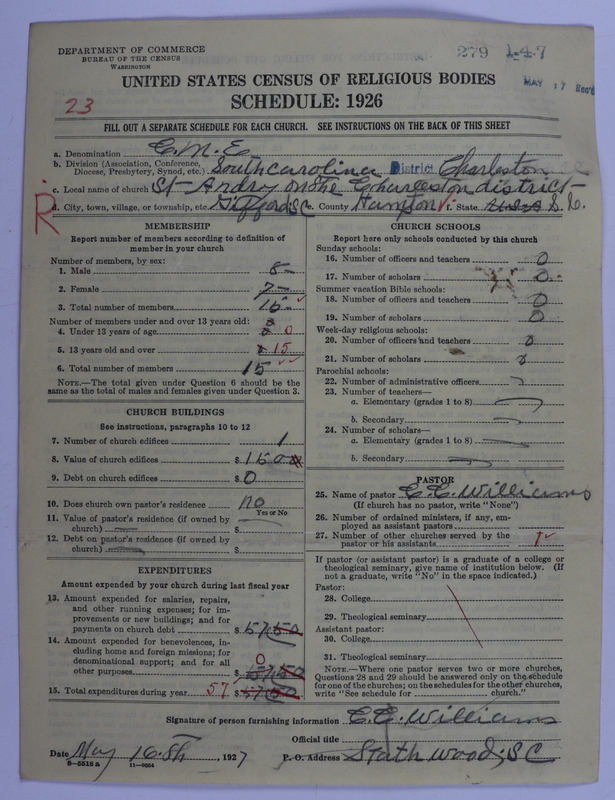Scan of Colored Methodist Episcopal Church: 279