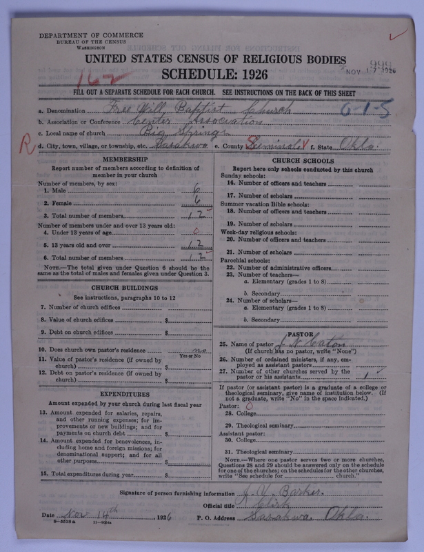 Scan of Free Will Baptists: 999