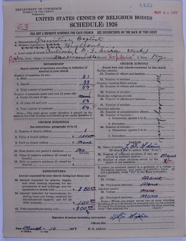 Scan of Primitive Baptists: 1435