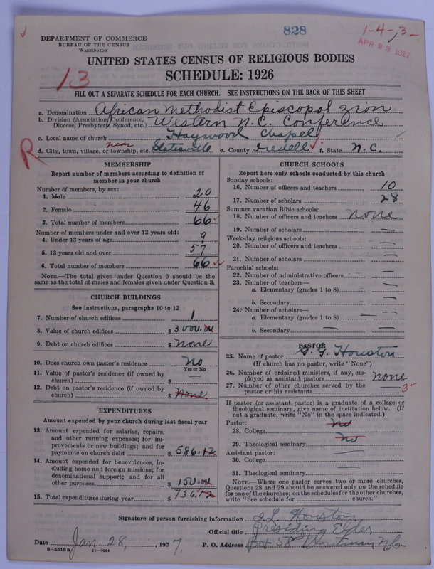 Scan of African Methodist Episcopal Zion Church: 828