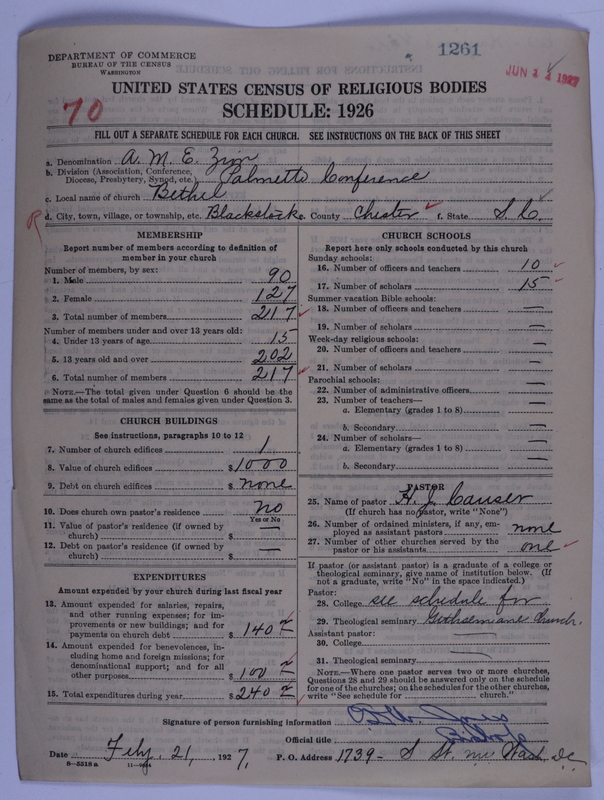 Scan of African Methodist Episcopal Zion Church: 1261