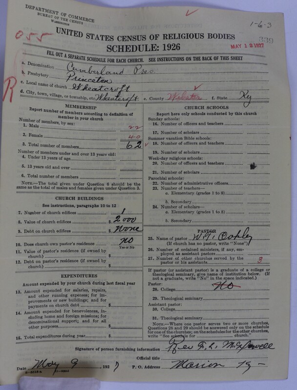 Scan of Cumberland Presbyterian Church: 339