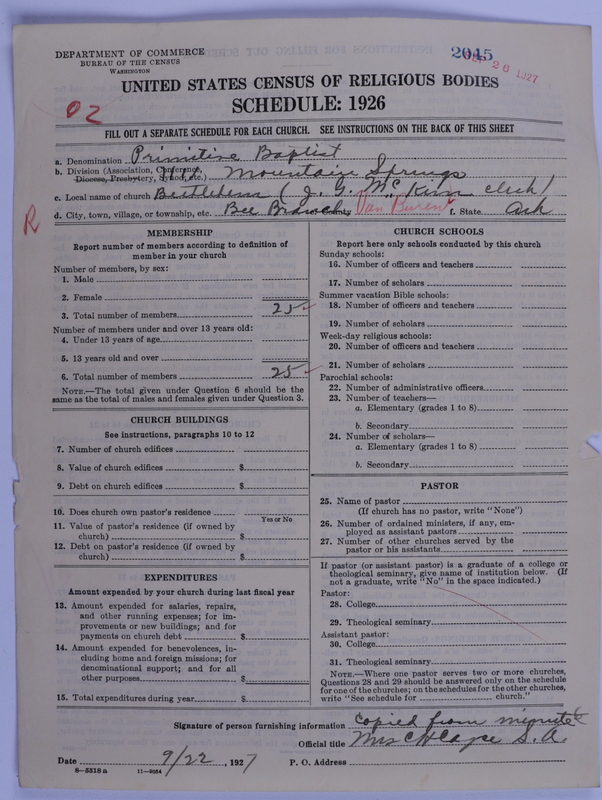 Scan of Primitive Baptists: 2045