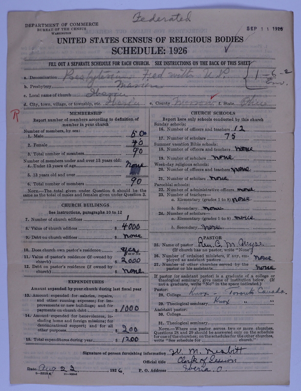 Scan of Federated Churches: