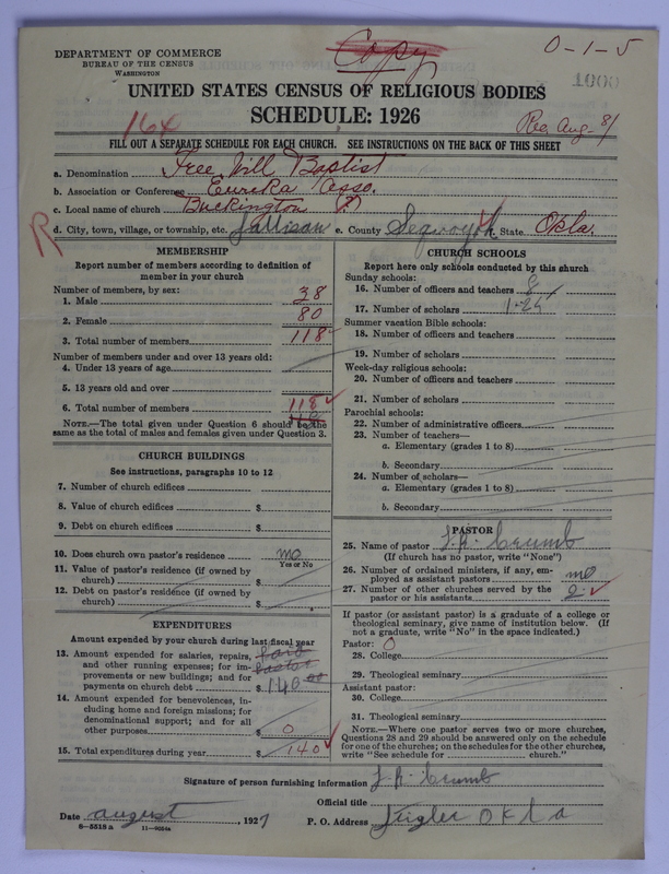 Scan of Free Will Baptists: 1000