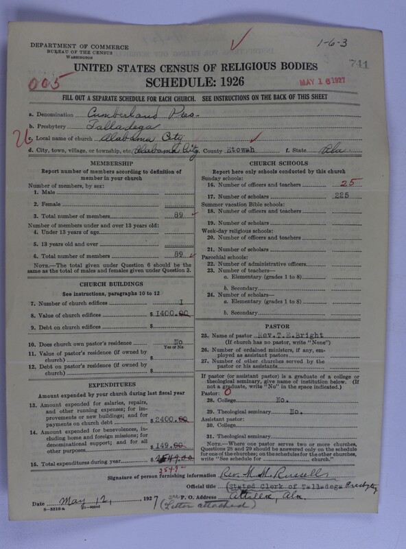 Scan of Cumberland Presbyterian Church: 741