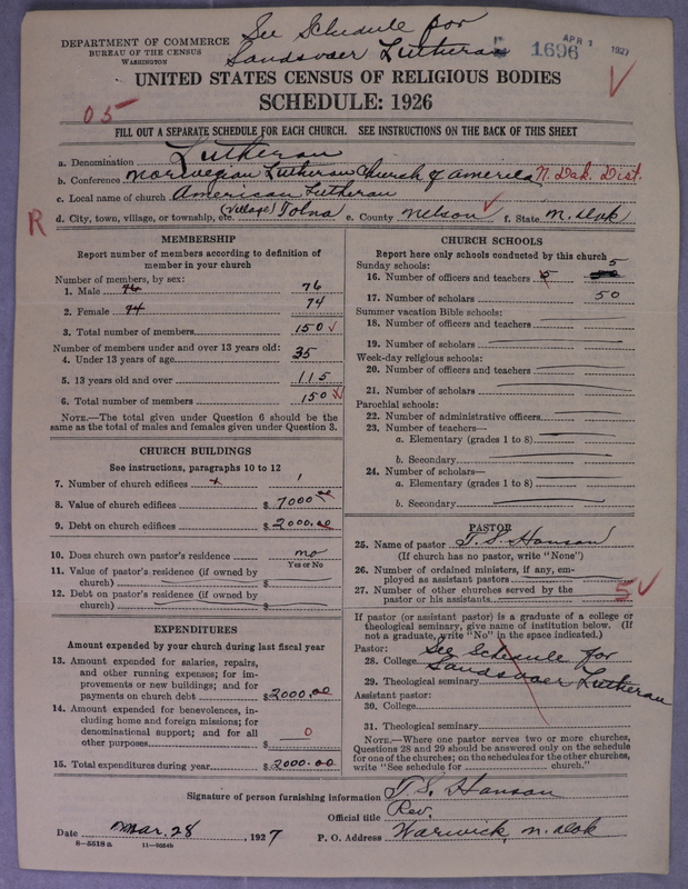 Scan of Norwegian Lutheran Church of America: 1696
