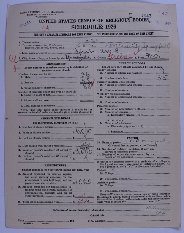 Scan of African Methodist Episcopal Church: 823