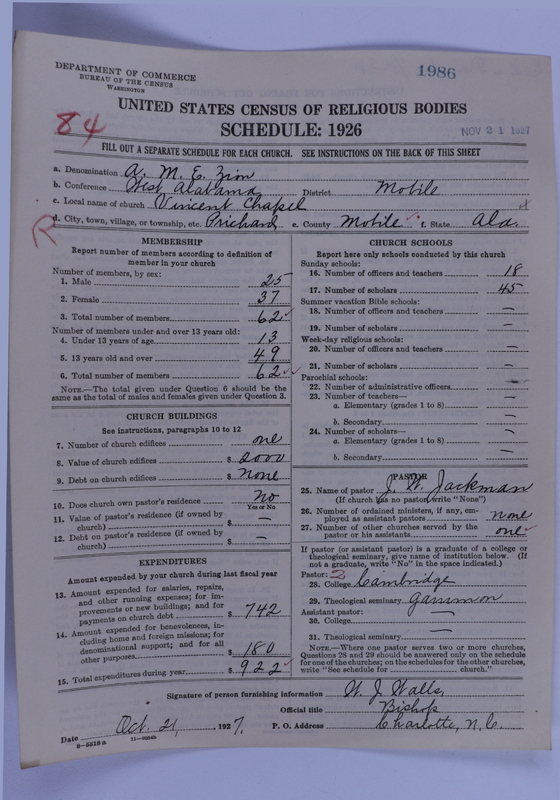 Scan of African Methodist Episcopal Zion Church: 1986