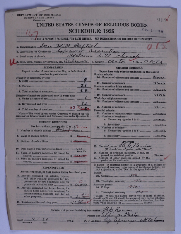 Scan of Free Will Baptists: 913