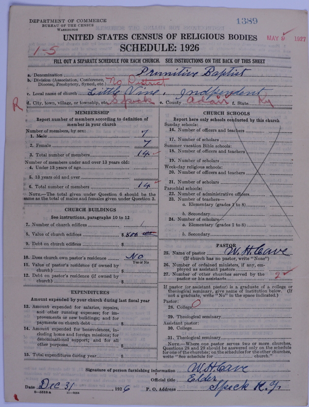 Scan of Primitive Baptists: 1389