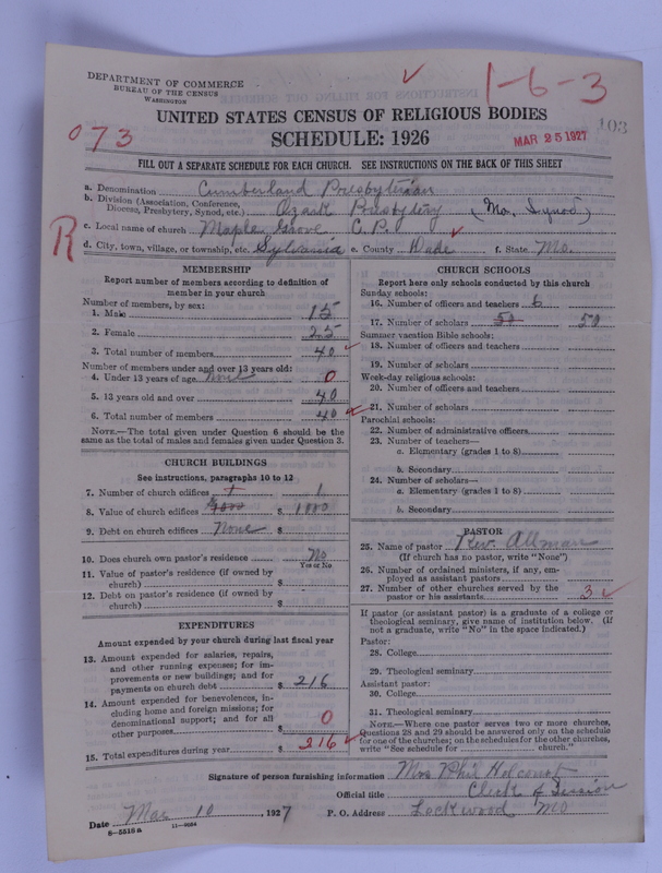 Scan of Cumberland Presbyterian Church: 103