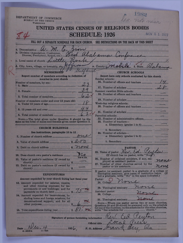 Scan of African Methodist Episcopal Zion Church: 1982