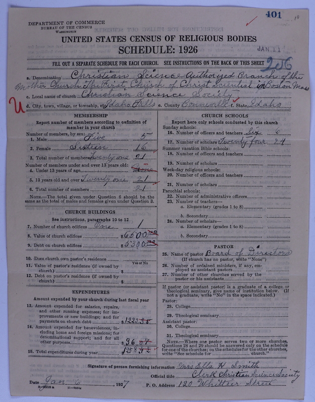 Scan of Church of Christ, Scientist: 401