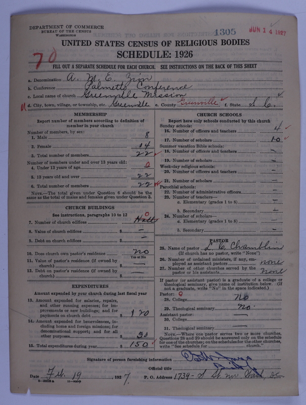 Scan of African Methodist Episcopal Zion Church: 1305