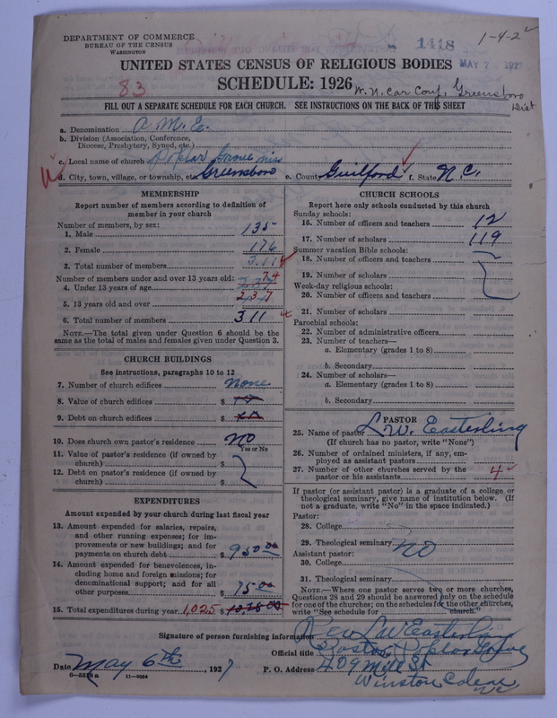 Scan of African Methodist Episcopal Church: 1418
