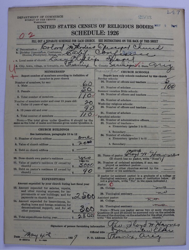 Scan of Colored Methodist Episcopal Church: 2503