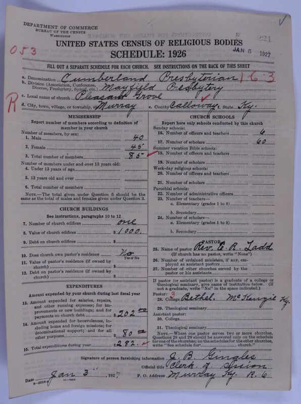 Scan of Cumberland Presbyterian Church: 221