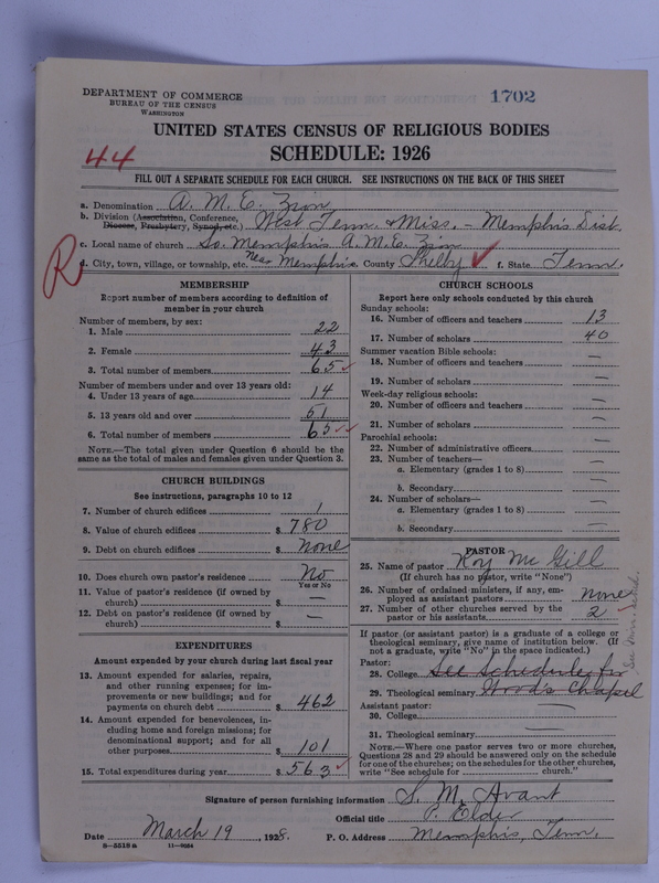 Scan of African Methodist Episcopal Zion Church: 1702