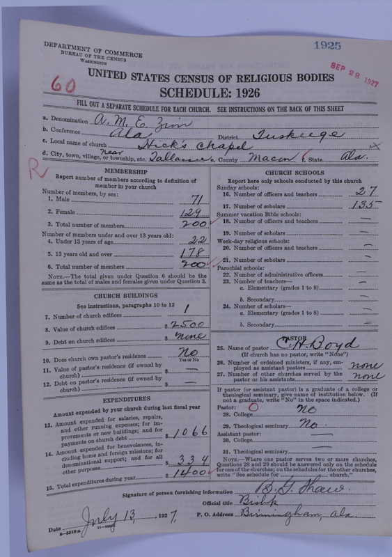 Scan of African Methodist Episcopal Zion Church: 1925