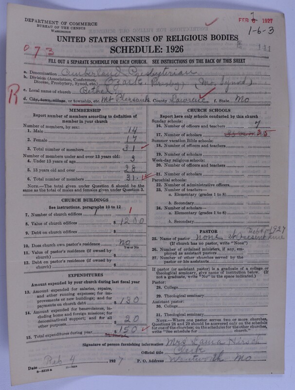 Scan of Cumberland Presbyterian Church: 141