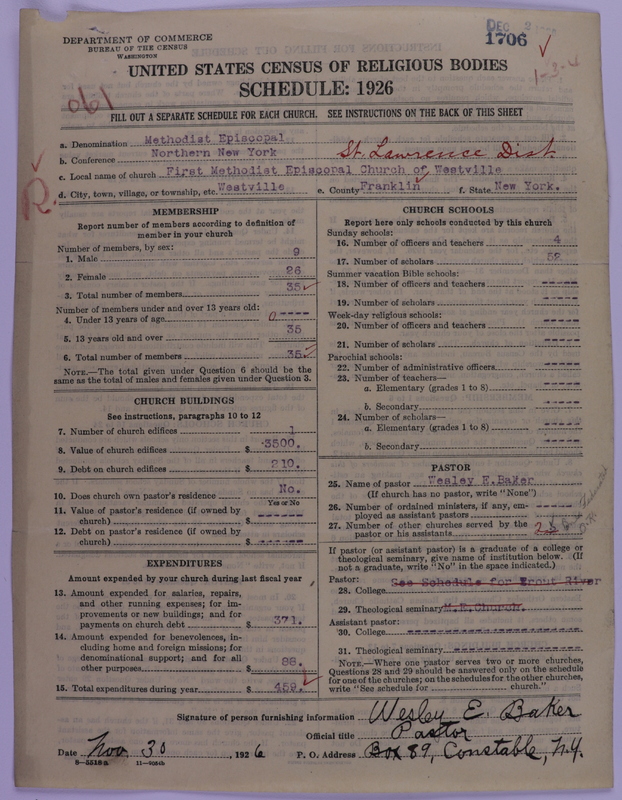 Scan of Methodist Episcopal Church: 1706