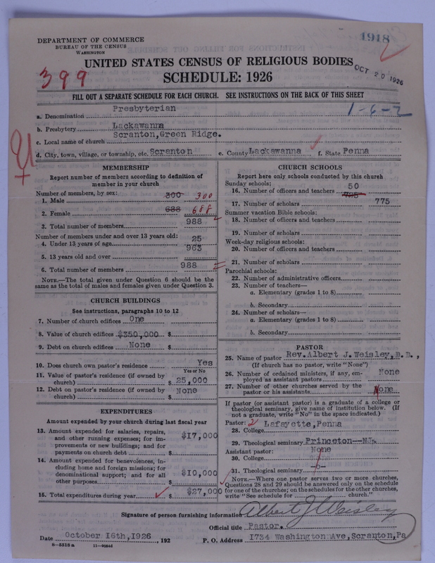 Scan of Presbyterian Church in the United States of America: 1918