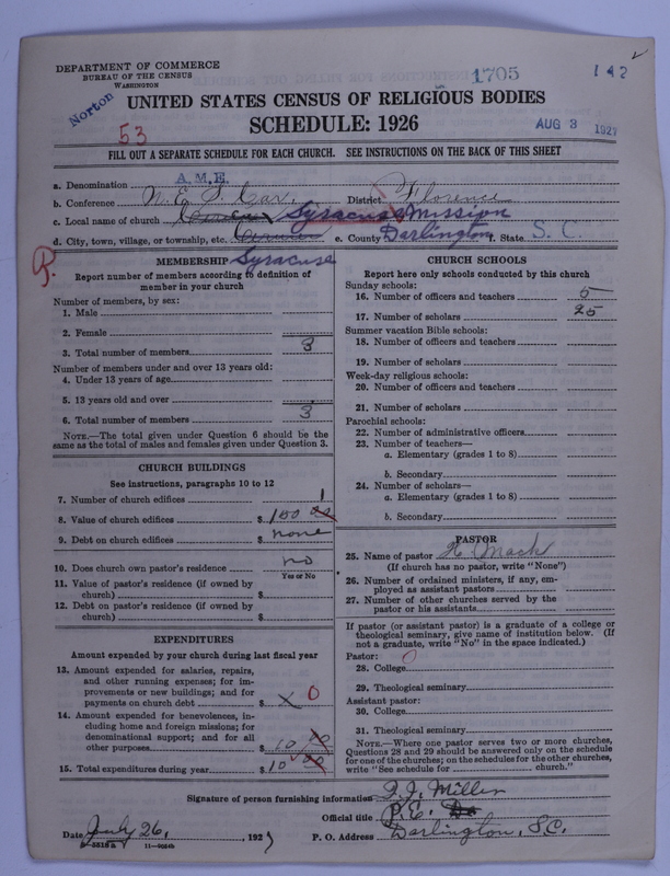 Scan of African Methodist Episcopal Church: 1705