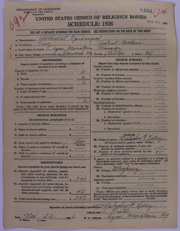 Scan of Methodist Episcopal Church: 1454