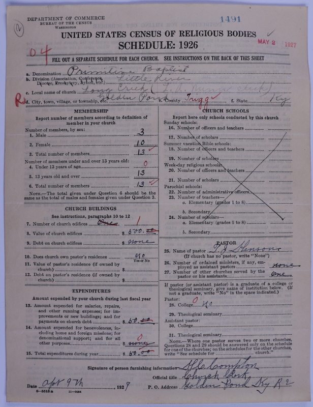 Scan of Primitive Baptists: 1491