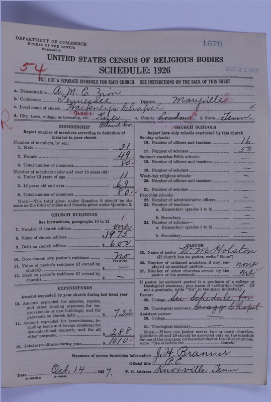 Scan of African Methodist Episcopal Zion Church: 1670