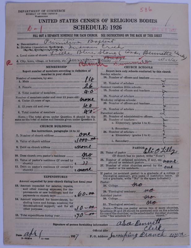 Scan of Primitive Baptists: 586