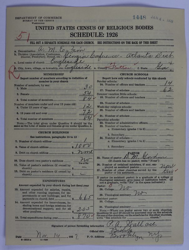 Scan of African Methodist Episcopal Zion Church: 1448
