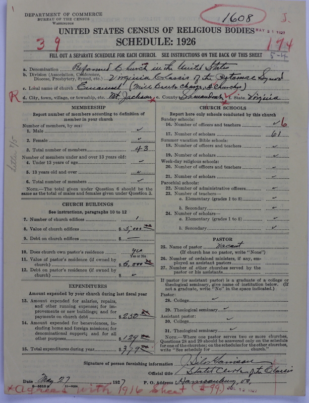 Scan of Reformed Church in the United States: 1608