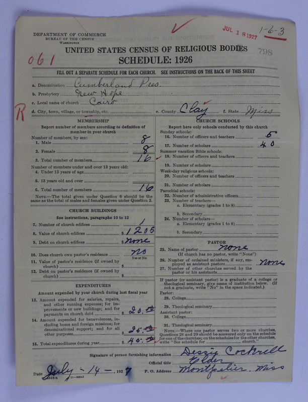Scan of Cumberland Presbyterian Church: 798