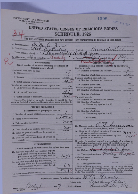 Scan of African Methodist Episcopal Zion Church: 1596